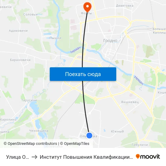 Улица Огинского to Институт Повышения Квалификации И Переподготовки Кадров Гргу map