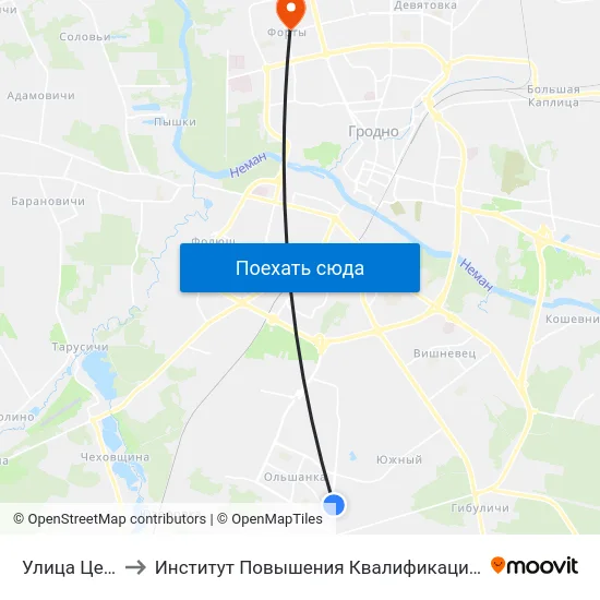Улица Центральная to Институт Повышения Квалификации И Переподготовки Кадров Гргу map