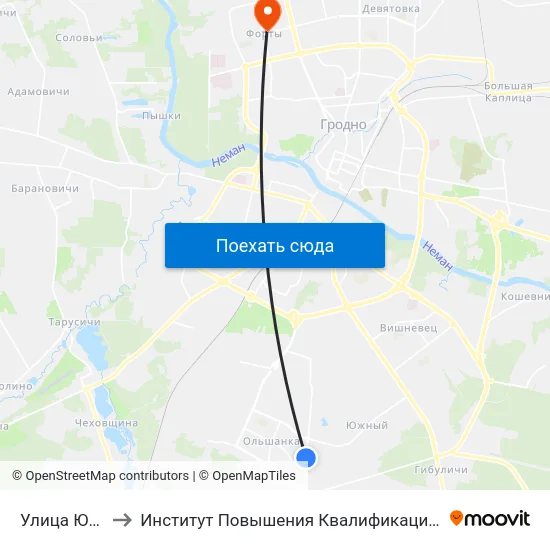 Улица Юрия Олеши to Институт Повышения Квалификации И Переподготовки Кадров Гргу map