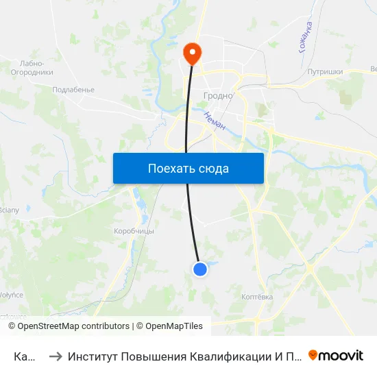 Каменка to Институт Повышения Квалификации И Переподготовки Кадров Гргу map