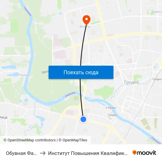 Обувная Фабрика «Неман» to Институт Повышения Квалификации И Переподготовки Кадров Гргу map
