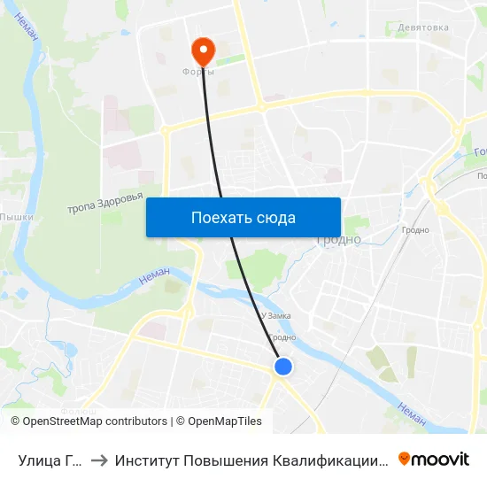 Улица Горновых to Институт Повышения Квалификации И Переподготовки Кадров Гргу map