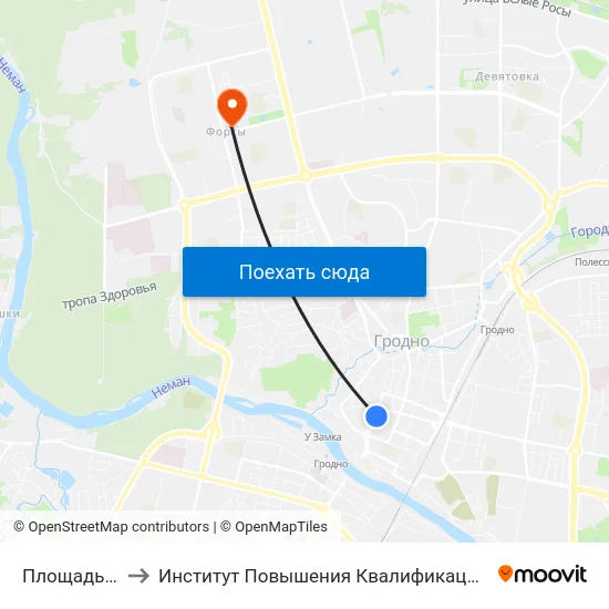 Площадь Советская to Институт Повышения Квалификации И Переподготовки Кадров Гргу map