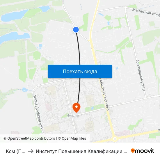 Ксм (Посадка) to Институт Повышения Квалификации И Переподготовки Кадров Гргу map