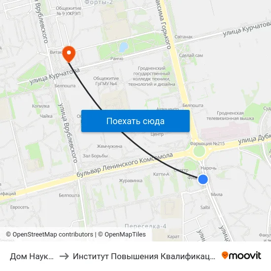 Дом Науки И Техники to Институт Повышения Квалификации И Переподготовки Кадров Гргу map