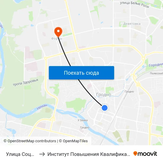 Улица Социалистическая to Институт Повышения Квалификации И Переподготовки Кадров Гргу map