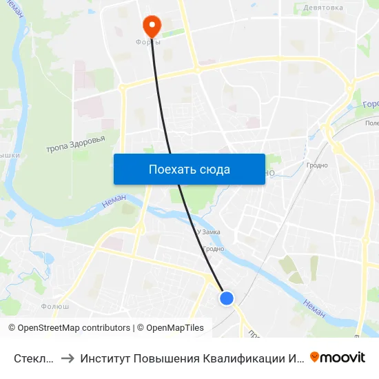Стеклозавод to Институт Повышения Квалификации И Переподготовки Кадров Гргу map