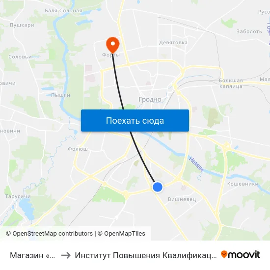 Магазин «Квасовский» to Институт Повышения Квалификации И Переподготовки Кадров Гргу map