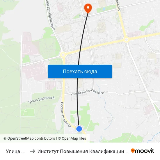Улица Весенняя to Институт Повышения Квалификации И Переподготовки Кадров Гргу map