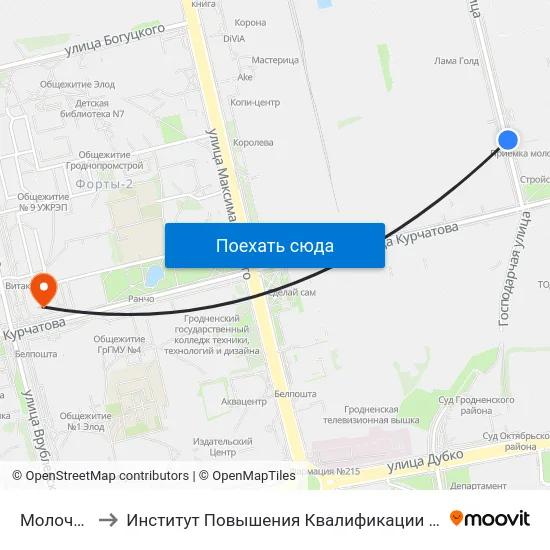 Молочный Мир to Институт Повышения Квалификации И Переподготовки Кадров Гргу map