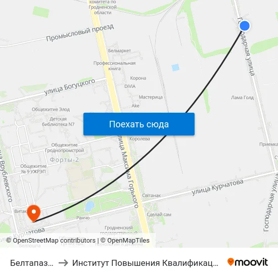Белтапаз (Высадка) to Институт Повышения Квалификации И Переподготовки Кадров Гргу map