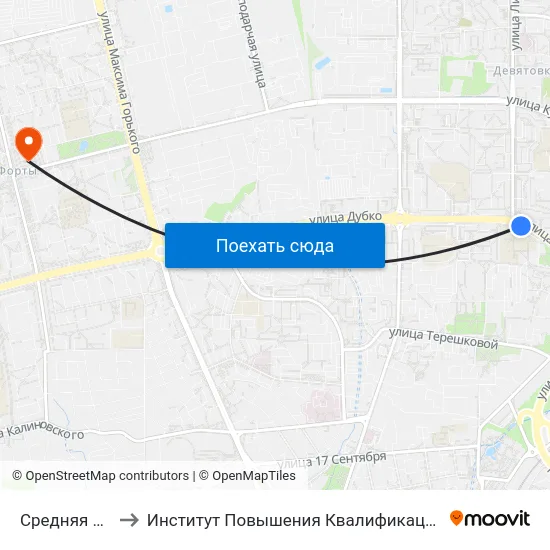 Средняя Школа № 28 to Институт Повышения Квалификации И Переподготовки Кадров Гргу map