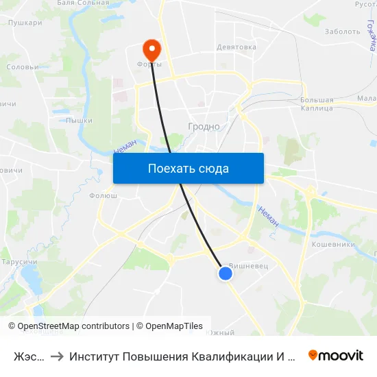 Жэс №20 to Институт Повышения Квалификации И Переподготовки Кадров Гргу map