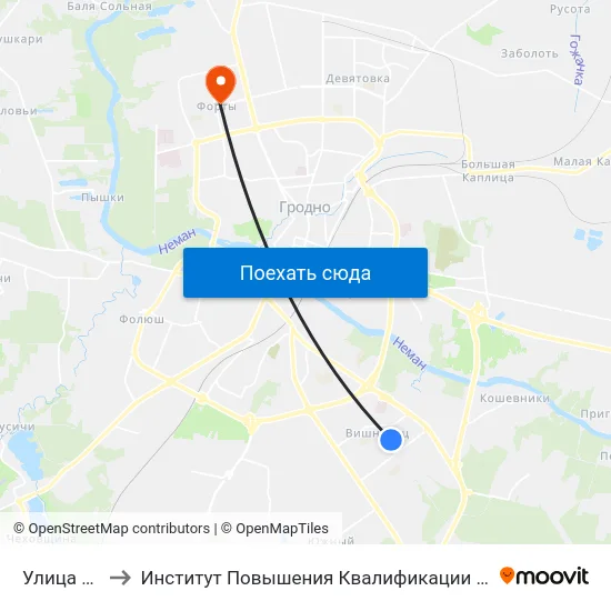 Улица Химиков to Институт Повышения Квалификации И Переподготовки Кадров Гргу map