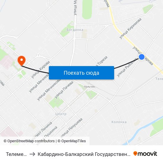 Телемеханика to Кабардино-Балкарский Государственный Университет (КБГУ) map