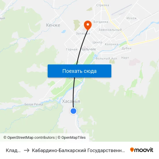 Кладбище to Кабардино-Балкарский Государственный Университет (КБГУ) map