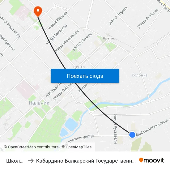 Школа №17 to Кабардино-Балкарский Государственный Университет (КБГУ) map