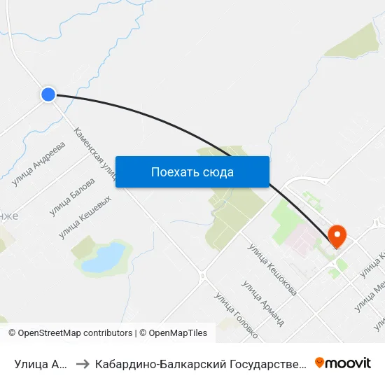 Улица Ахметова to Кабардино-Балкарский Государственный Университет (КБГУ) map
