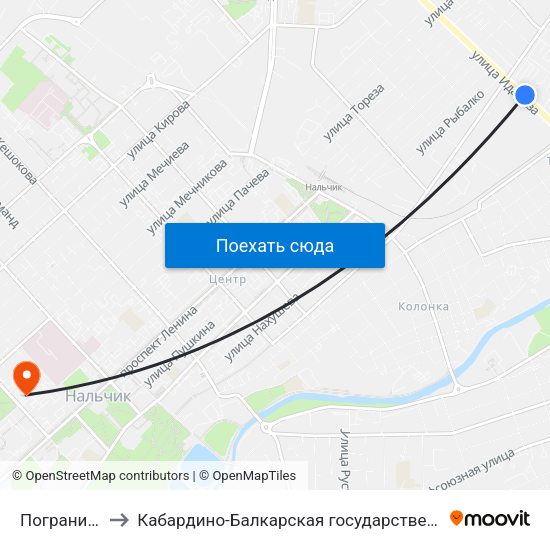 Пограничное Управление to Кабардино-Балкарская государственная сельскохозяйственная академия имени В.М. Кокова. map