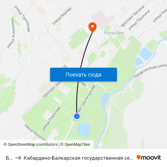 Бочка to Кабардино-Балкарская государственная сельскохозяйственная академия имени В.М. Кокова. map