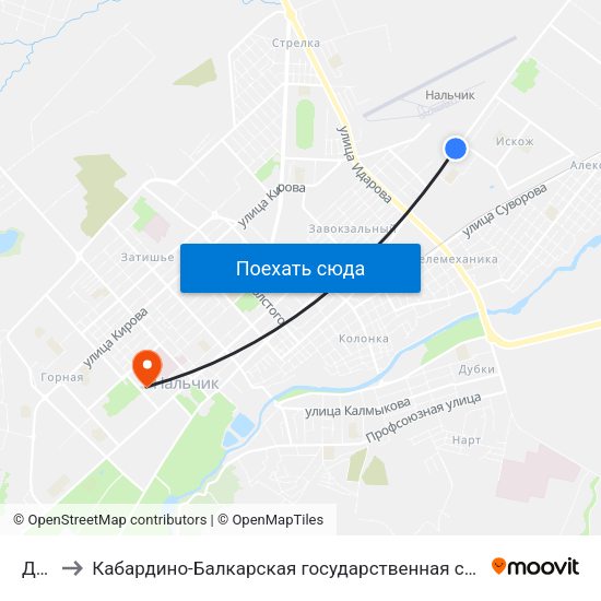 Досааф to Кабардино-Балкарская государственная сельскохозяйственная академия имени В.М. Кокова. map