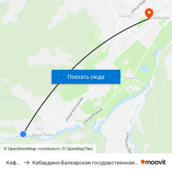 Кафе Акъ Суу to Кабардино-Балкарская государственная сельскохозяйственная академия имени В.М. Кокова. map