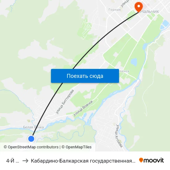 4-Й Посёлок to Кабардино-Балкарская государственная сельскохозяйственная академия имени В.М. Кокова. map