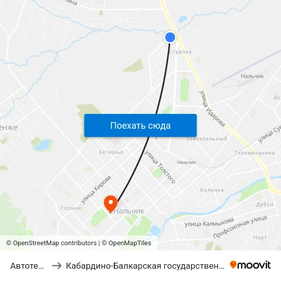 Автотехобслуживание to Кабардино-Балкарская государственная сельскохозяйственная академия имени В.М. Кокова. map