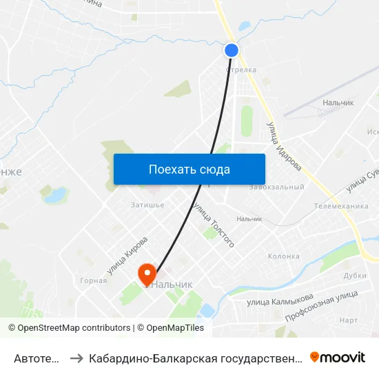 Автотехобслуживание to Кабардино-Балкарская государственная сельскохозяйственная академия имени В.М. Кокова. map