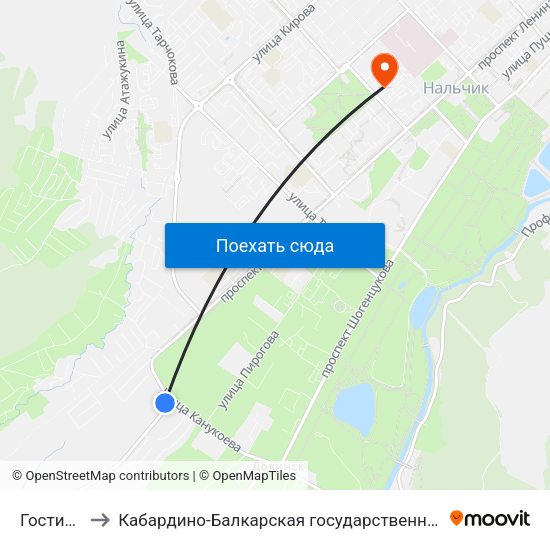 Гостиница Синдон to Кабардино-Балкарская государственная сельскохозяйственная академия имени В.М. Кокова. map