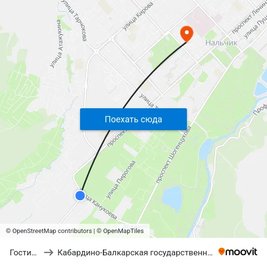 Гостиница Синдон to Кабардино-Балкарская государственная сельскохозяйственная академия имени В.М. Кокова. map