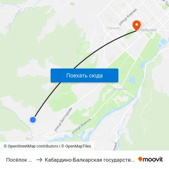 Посёлок Цементного Завода to Кабардино-Балкарская государственная сельскохозяйственная академия имени В.М. Кокова. map