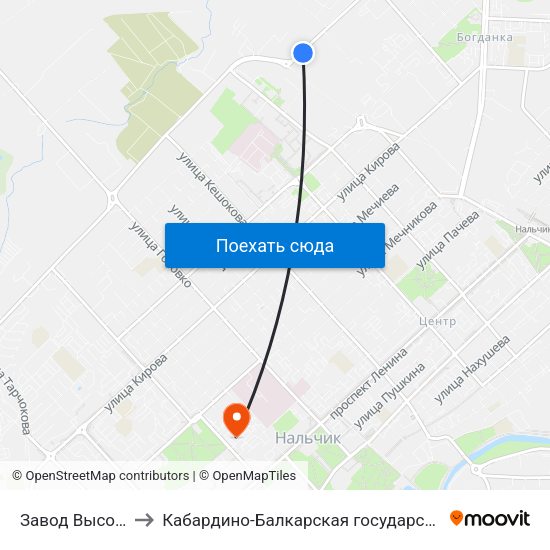 Завод Высоковольтной Аппаратуры to Кабардино-Балкарская государственная сельскохозяйственная академия имени В.М. Кокова. map
