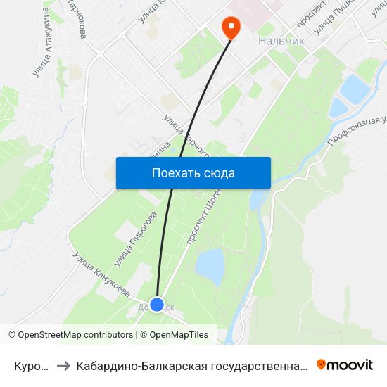 Курортный Зал to Кабардино-Балкарская государственная сельскохозяйственная академия имени В.М. Кокова. map