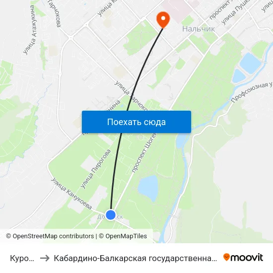 Курортный Зал to Кабардино-Балкарская государственная сельскохозяйственная академия имени В.М. Кокова. map