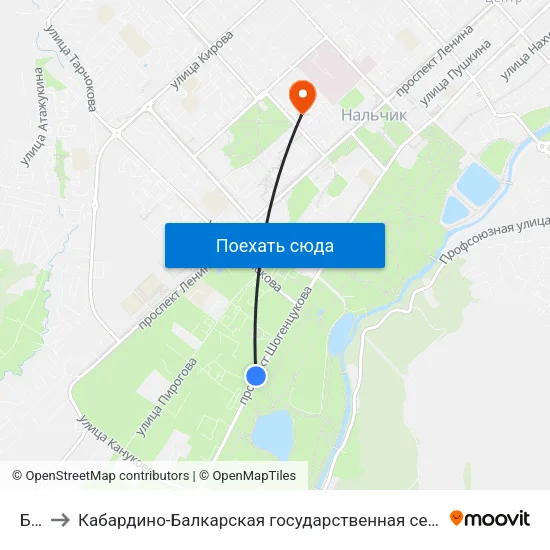 Бочка to Кабардино-Балкарская государственная сельскохозяйственная академия имени В.М. Кокова. map