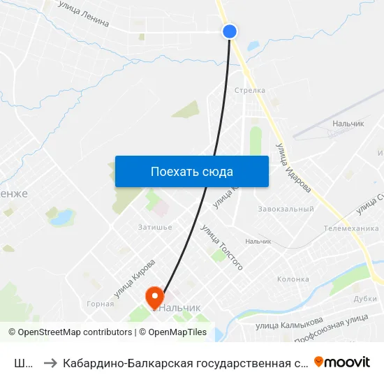 Шалушка to Кабардино-Балкарская государственная сельскохозяйственная академия имени В.М. Кокова. map