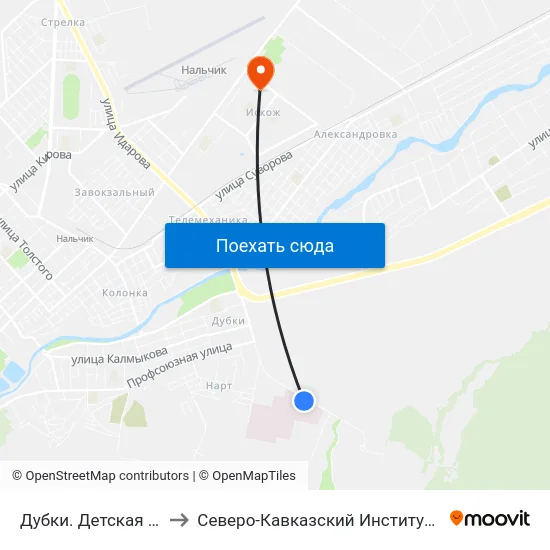 Дубки. Детская Поликлиника №2 to Северо-Кавказский Институт Повышения Квалификации map