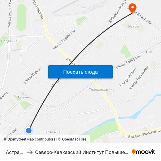 Астраханка to Северо-Кавказский Институт Повышения Квалификации map