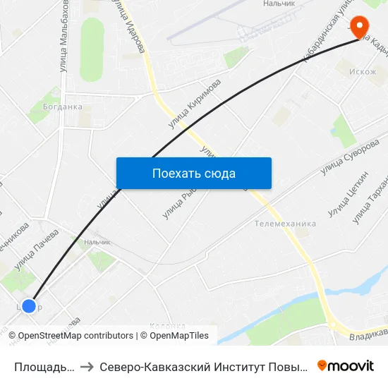 Площадь Марии to Северо-Кавказский Институт Повышения Квалификации map