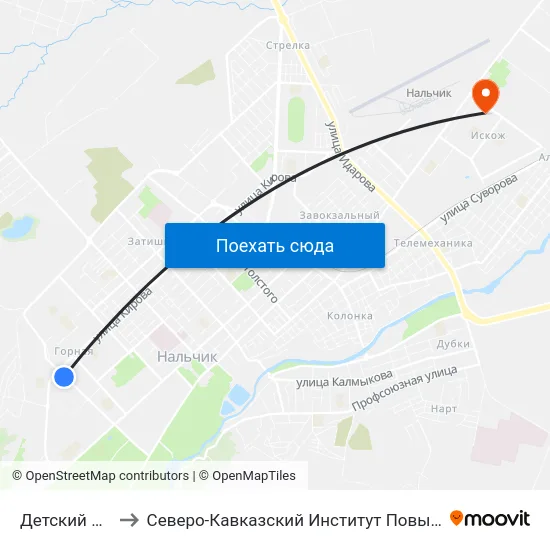 Детский Сад №63 to Северо-Кавказский Институт Повышения Квалификации map
