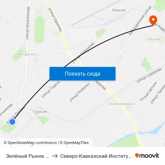 Зелёный Рынок / Сквер 400-Летия to Северо-Кавказский Институт Повышения Квалификации map