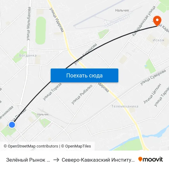 Зелёный Рынок / Сквер 400-Летия to Северо-Кавказский Институт Повышения Квалификации map