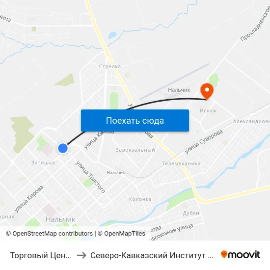 Торговый Центр Университи to Северо-Кавказский Институт Повышения Квалификации map