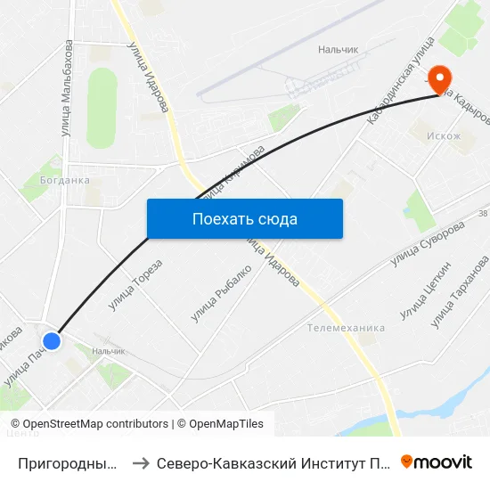Пригородный Автовокзал to Северо-Кавказский Институт Повышения Квалификации map