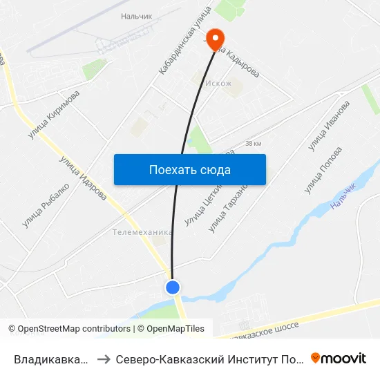 Владикавказский Мост to Северо-Кавказский Институт Повышения Квалификации map