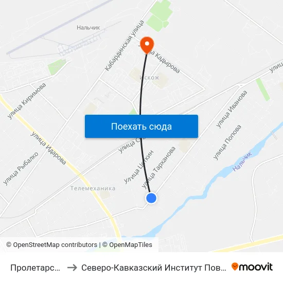 Пролетарская Улица to Северо-Кавказский Институт Повышения Квалификации map
