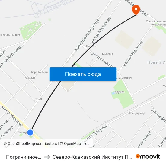 Пограничное Управление to Северо-Кавказский Институт Повышения Квалификации map