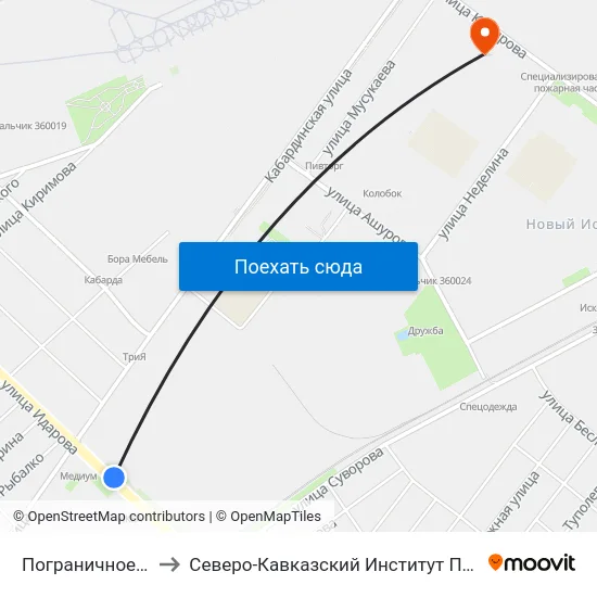 Пограничное Управление to Северо-Кавказский Институт Повышения Квалификации map