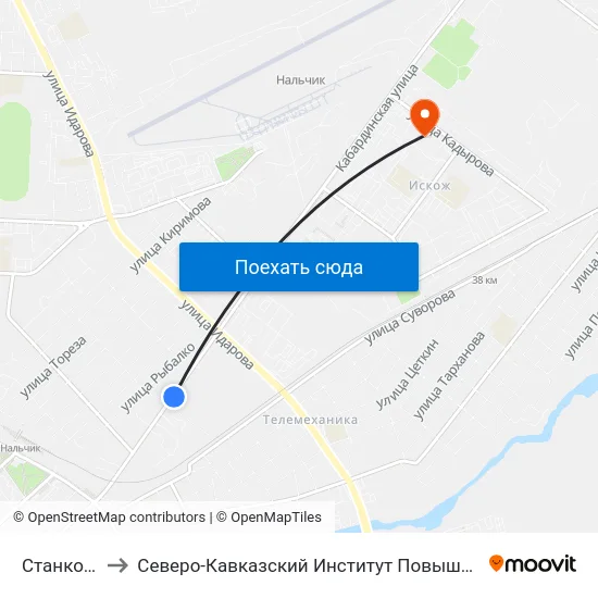 Станкозавод to Северо-Кавказский Институт Повышения Квалификации map
